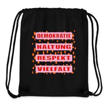 VIELFALT HALTUNG DEMOKRATIE - Stanley/Stella recycelter Gym Bag - Schwarz - Vorne