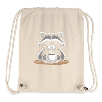 Cute raccoon drinking coffee morning grouch - Stanley/Stella Recycled Gym Bag - natural - Front