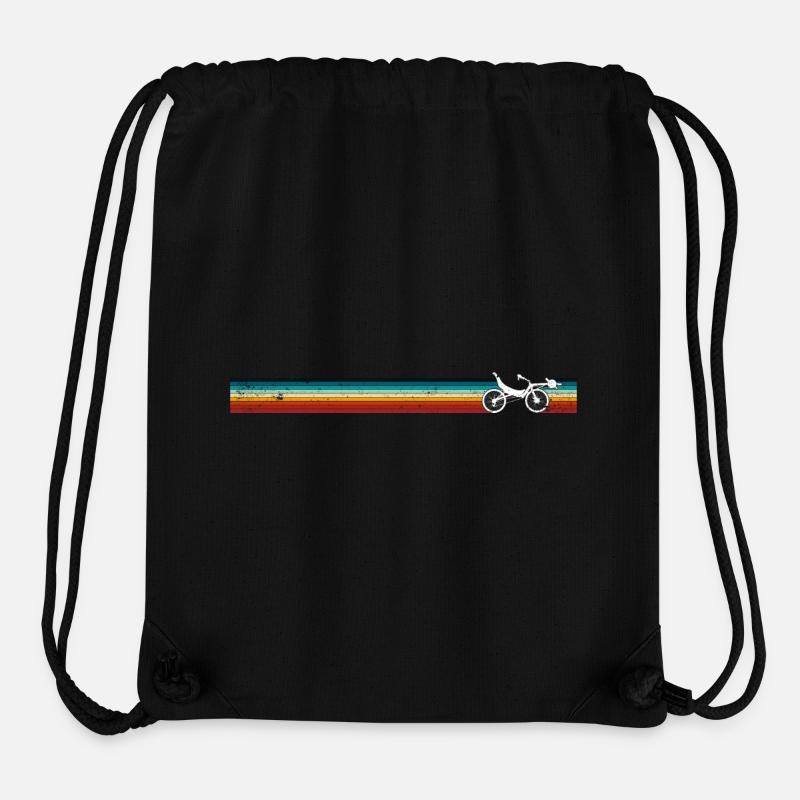 Retro Rainbow Stripes Bicycle Silhouette - Stanley/Stella Recycled Gym Bag - black