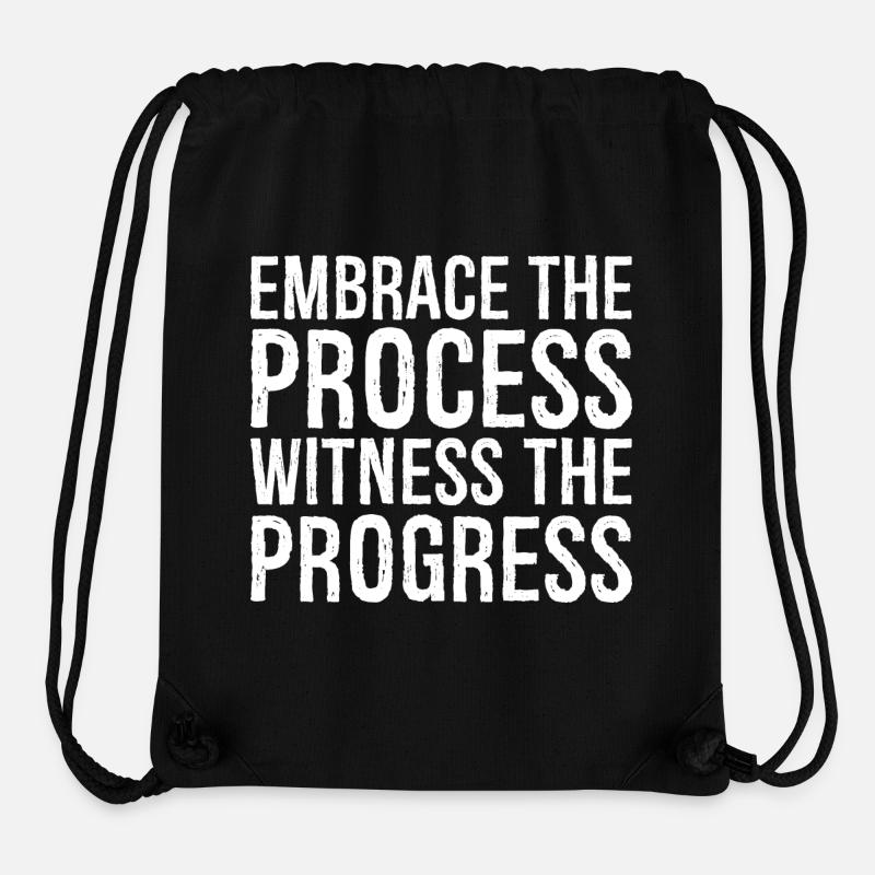 Embrassez le processus, observez les progrès - Sac à cordon recyclé Stanley/Stella - noir