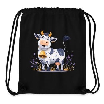 Lustige Kuh mit Glocke - Stanley/Stella recycelter Gym Bag - Schwarz - Vorne