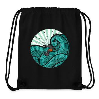 Surfer turquoise - Sac à cordon recyclé Stanley/Stella - noir - Devant