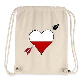 Pologne drapeau coeur amoureux - Sac à cordon recyclé Stanley/Stella - blanc naturel - Devant