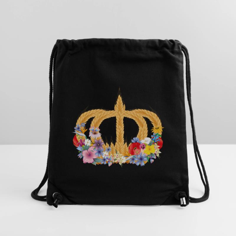 Couronne de blé avec des fleurs – symbole de la nature et de la récolte Sac à cordon recyclé Stanley/Stella
