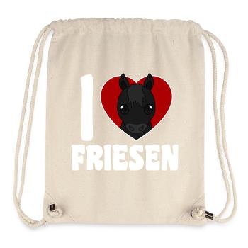 I Love Friesians - Horse Heart - Stanley/Stella Recycled Gym Bag - natural - Front