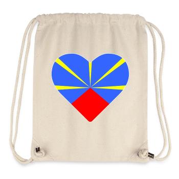 Coeur drapeau l’île de la réunion - Sac à cordon recyclé Stanley/Stella - blanc naturel - Devant