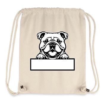 Insigne nominatif Bulldog - Sac à cordon recyclé Stanley/Stella - blanc naturel - Devant