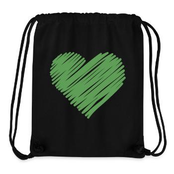Cœur croquis vert - Sac à cordon recyclé Stanley/Stella - noir - Devant