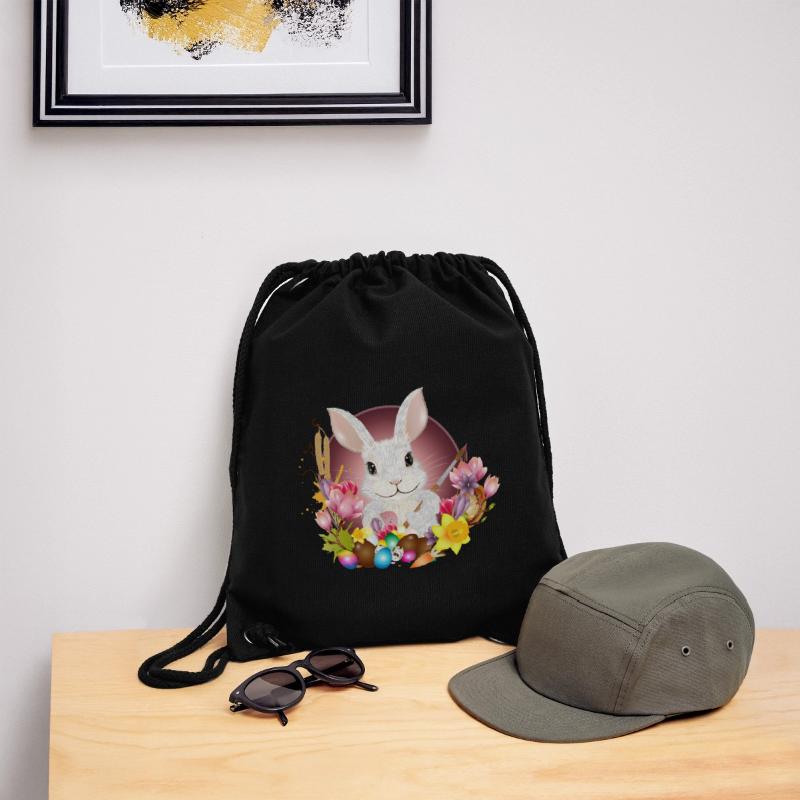 white rabbit with easter eggs as easter bunny Stanley/Stella Recycled Gym Bag