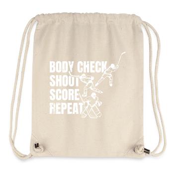 Body Check Shoot Score Repeat - Stanley/Stella recycelter Gym Bag - Naturweiß - Vorne