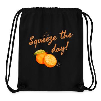 Pressez la journée Orange Fruit Motivation Dicton - Sac à cordon recyclé Stanley/Stella - noir - Devant