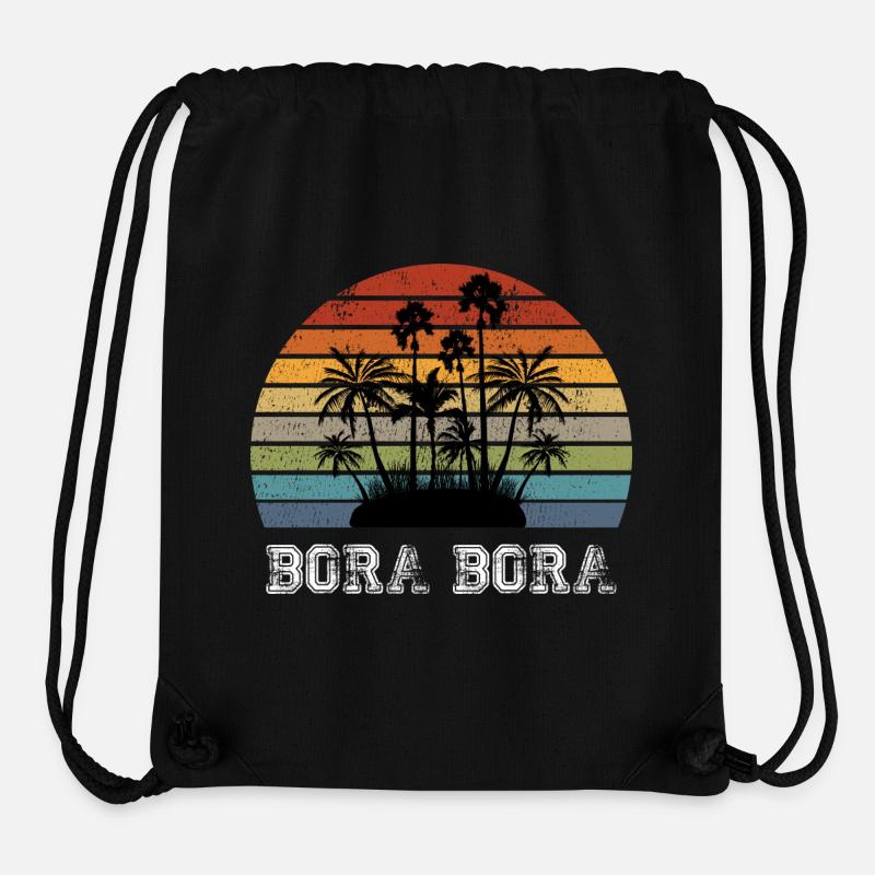 Bora Bora Vintage Design mit Palmen / Geschenk - Stanley/Stella recycelter Gym Bag - Schwarz