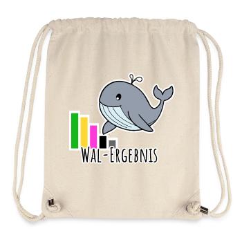 La petite baleine présente le résultat des élections - Sac à cordon recyclé Stanley/Stella - blanc naturel - Devant