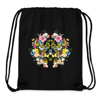 symmetrische Blüten,Vögel und Schmetterlinge - Stanley/Stella recycelter Gym Bag - Schwarz - Vorne
