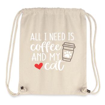 Alles, was ich brauche, ist Kaffee und meine Katze - Stanley/Stella recycelter Gym Bag - Naturweiß - Vorne