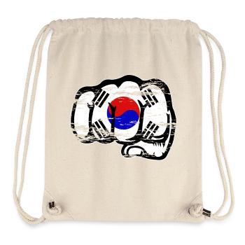 Drapeau de la Corée du Sud Main Poing Utilisé - Sac à cordon recyclé Stanley/Stella - blanc naturel - Devant