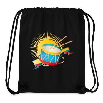 Tambour en étain coloré avec soleil et bannière - Sac à cordon recyclé Stanley/Stella - noir - Devant