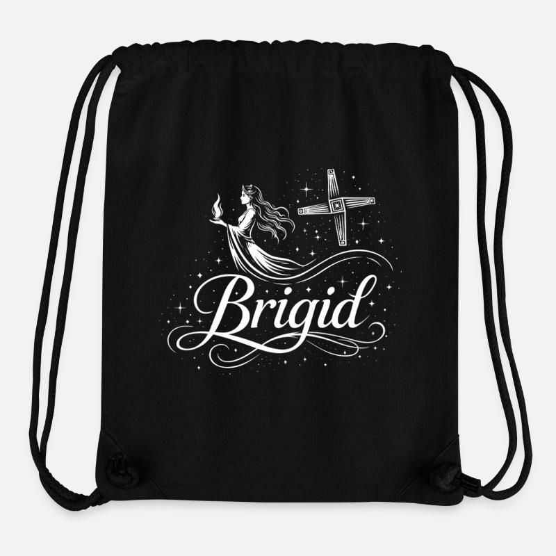 Imbolc Brigid & Flame - Symbol & Cross - Stanley/Stella Recycled Gym Bag - black