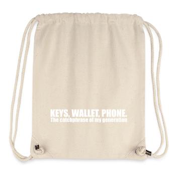 Schlüssel Brieftasche Telefon lustig - Stanley/Stella recycelter Gym Bag - Naturweiß - Vorne