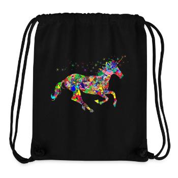 Licorne couleur cadeau idée cadeau - Sac à cordon recyclé Stanley/Stella - noir - Devant