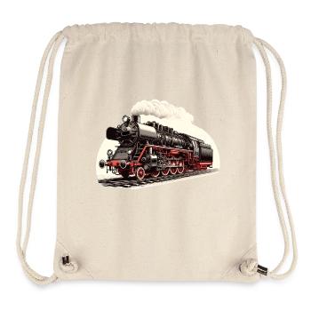 Illustration einer klassischen Dampflok - Stanley/Stella recycelter Gym Bag - Naturweiß - Vorne