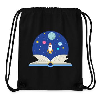 Open Book with Space Scene, Imagination and Advent - Stanley/Stella Recycled Gym Bag - black - Front