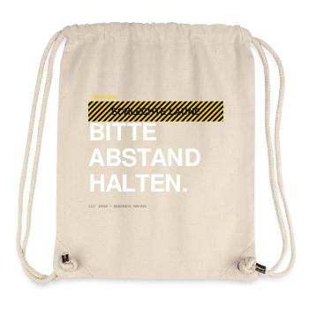 BITTE ABSTAND HALTEN Warnhinweis - Stanley/Stella recycelter Gym Bag - Naturweiß - Vorne