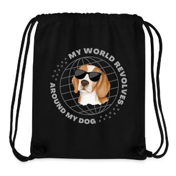 Mon monde tourne autour de mon chien - Beagle Lovers - Sac à cordon recyclé Stanley/Stella - noir - Devant