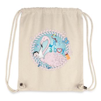 Flamingo mit Baby und Baby Utensilien in Blau - Stanley/Stella recycelter Gym Bag - Naturweiß - Vorne