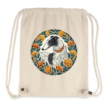Lévrier élégant avec couronne de fleurs - Sac à cordon recyclé Stanley/Stella - blanc naturel - Devant