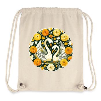 Schwäne im Goldenen Blumenkreis - Stanley/Stella recycelter Gym Bag - Naturweiß - Vorne