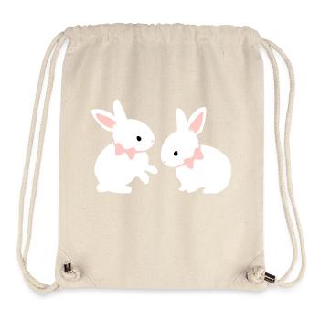 White bunny twins - baby easter bunny pink ear - Stanley/Stella Recycled Gym Bag - natural - Front