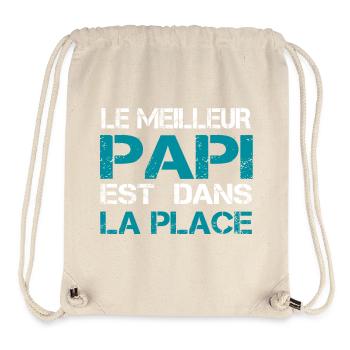 Le Meilleur Papa en Typo Distressed Turquoise - Sac à cordon recyclé Stanley/Stella - blanc naturel - Devant