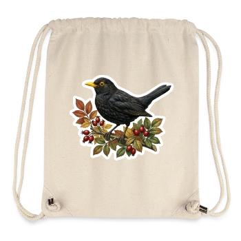 Heimische Amsel auf Hagebuttenzweig - Stanley/Stella recycelter Gym Bag - Naturweiß - Vorne