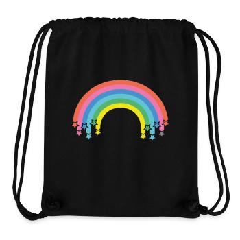 Arc-en-ciel avec étoiles - Sac à cordon recyclé Stanley/Stella - noir - Devant