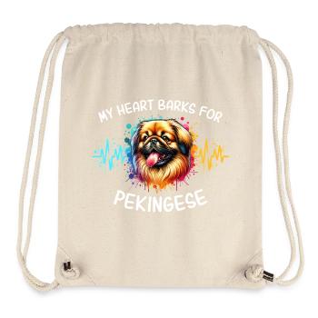 Pekinese Herzlinie - Stanley/Stella recycelter Gym Bag - Naturweiß - Vorne