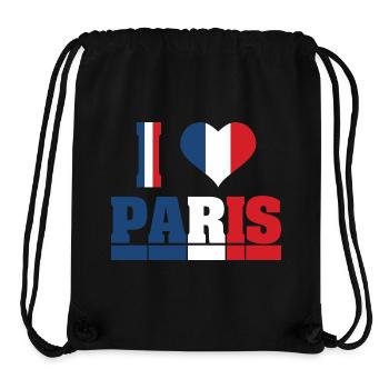I love paris j’aime Paris France - Sac à cordon recyclé Stanley/Stella - noir - Devant