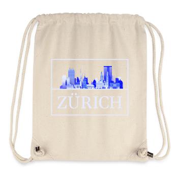 Silhouette bleue de Zurich Skyline - Sac à cordon recyclé Stanley/Stella - blanc naturel - Devant