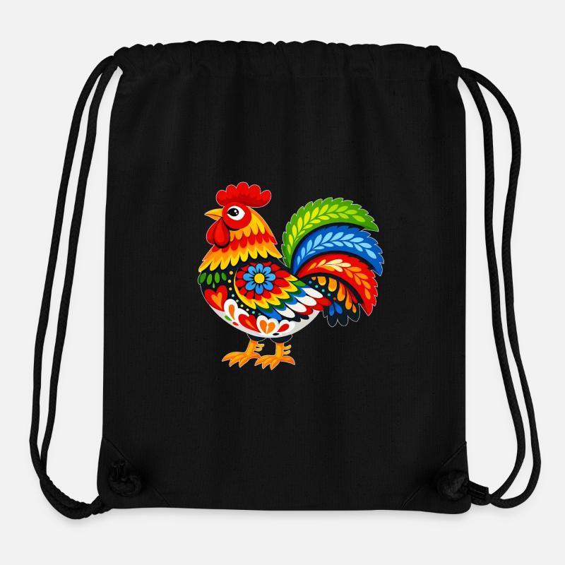 Kugut coloré dans le style folklorice - Sac à cordon recyclé Stanley/Stella - noir