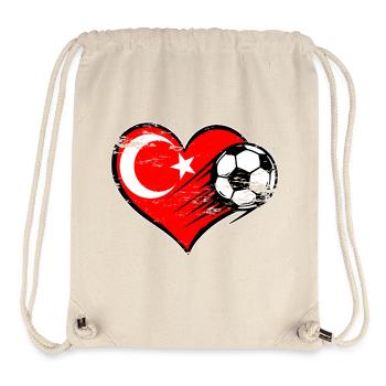 Türkei Flagge Fußball mit Herz used - Stanley/Stella recycelter Gym Bag - Naturweiß - Vorne