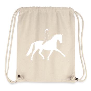 Dressurreiterin modern - Pferd im starken Trab - Stanley/Stella recycelter Gym Bag - Naturweiß - Vorne