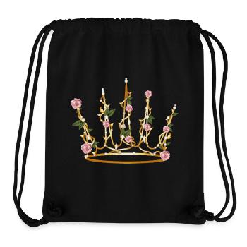 délicate couronne de la Belle au bois dormant faite de pétales de rose et de feuilles - Sac à cordon recyclé Stanley/Stella - noir - Devant
