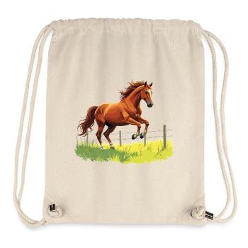 Cheval cabré à la clôture du pâturage - Sac à cordon recyclé Stanley/Stella - blanc naturel - Devant