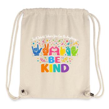 Sei freundlich Gebärdensprache inklusiv - Stanley/Stella recycelter Gym Bag - Naturweiß - Vorne