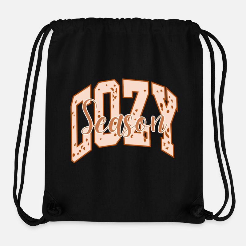 Cozy season motif éclaté et typographie audacieuse - Sac à cordon recyclé Stanley/Stella - noir