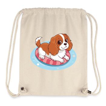 Chiot nageur sur bouée estivale - Sac à cordon recyclé Stanley/Stella - blanc naturel - Devant