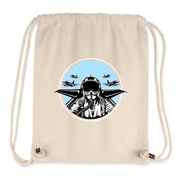 Jet Pilot / Kampfpilot 01_schwarz weiß - Stanley/Stella recycelter Gym Bag - Naturweiß - Vorne