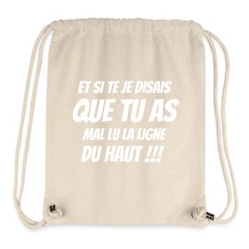 phrase drôle, humour, orthographe - Sac à cordon recyclé Stanley/Stella - blanc naturel - Devant