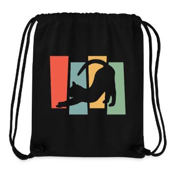 Katzen-Silhouette vor Farbblöcken - Stanley/Stella recycelter Gym Bag - Schwarz - Vorne