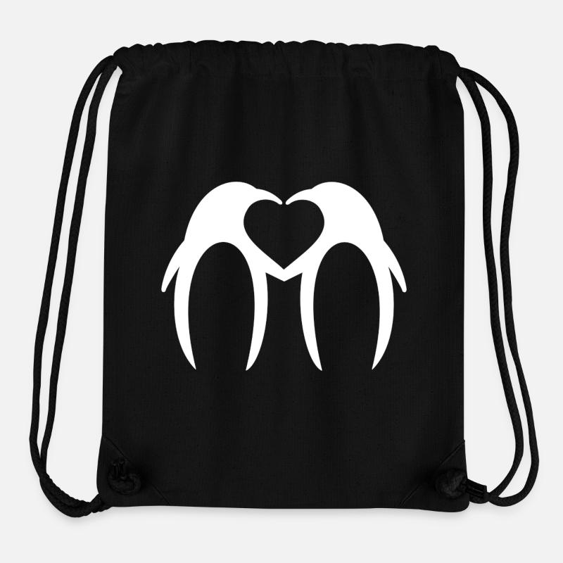 Penguin Loving Heart – Design minimaliste - Sac à cordon recyclé Stanley/Stella - noir